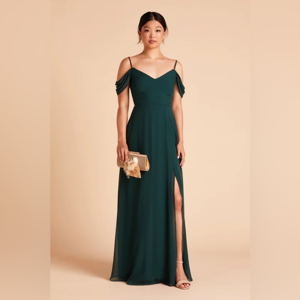 Birdy Grey Devin Convertible Dress in Chiffon Emerald with a Slit